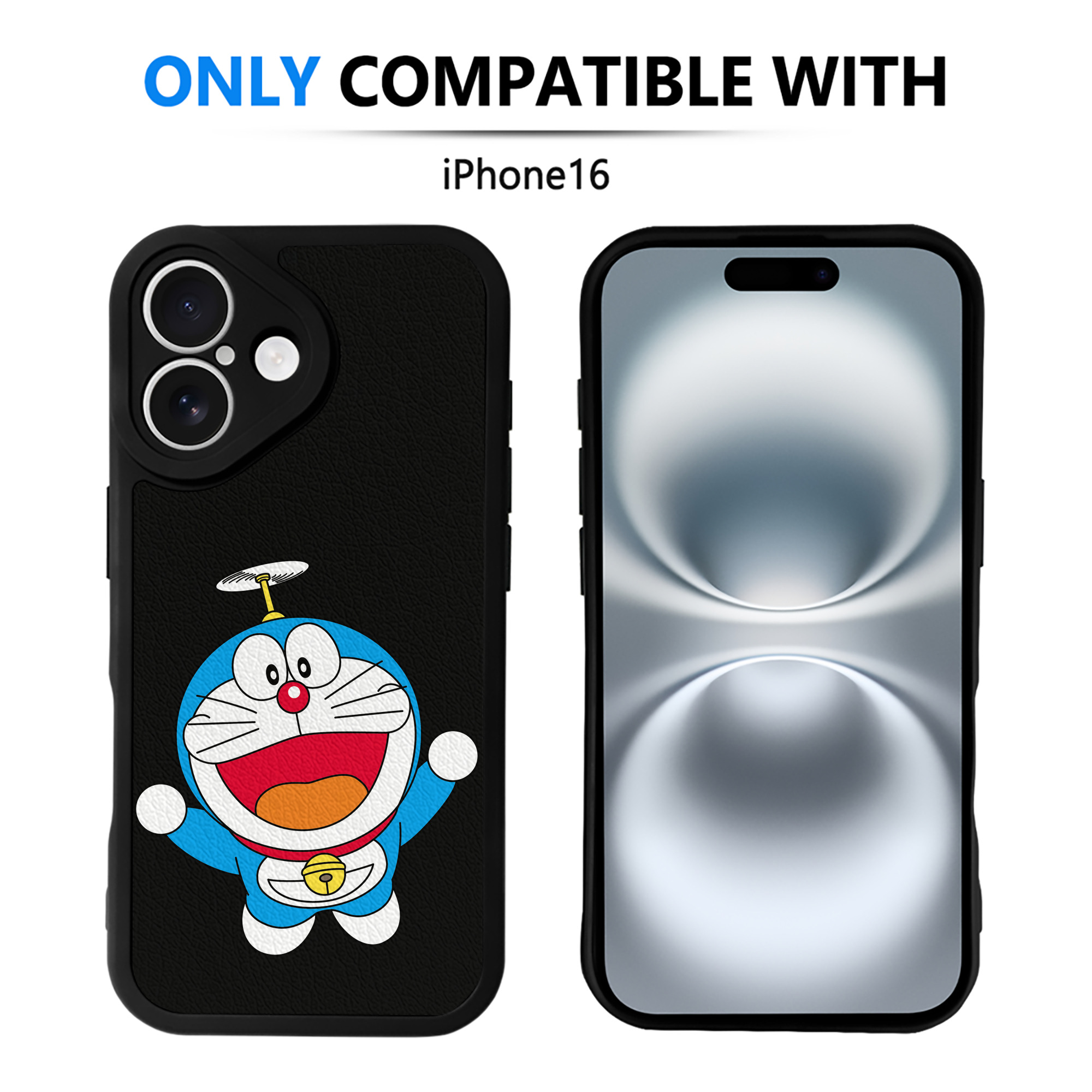 （画像用） ドラえもん Doraemon 【iPhone 16シリーズ対応】シリコンスマホケース（レザー調） 材質：シリコン